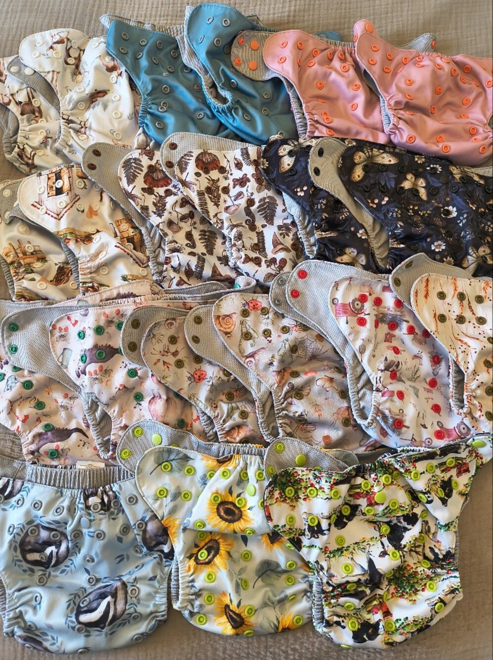 21 Cloth Diaper Pocket Shells Bundle + Newborn Umbilical Snap